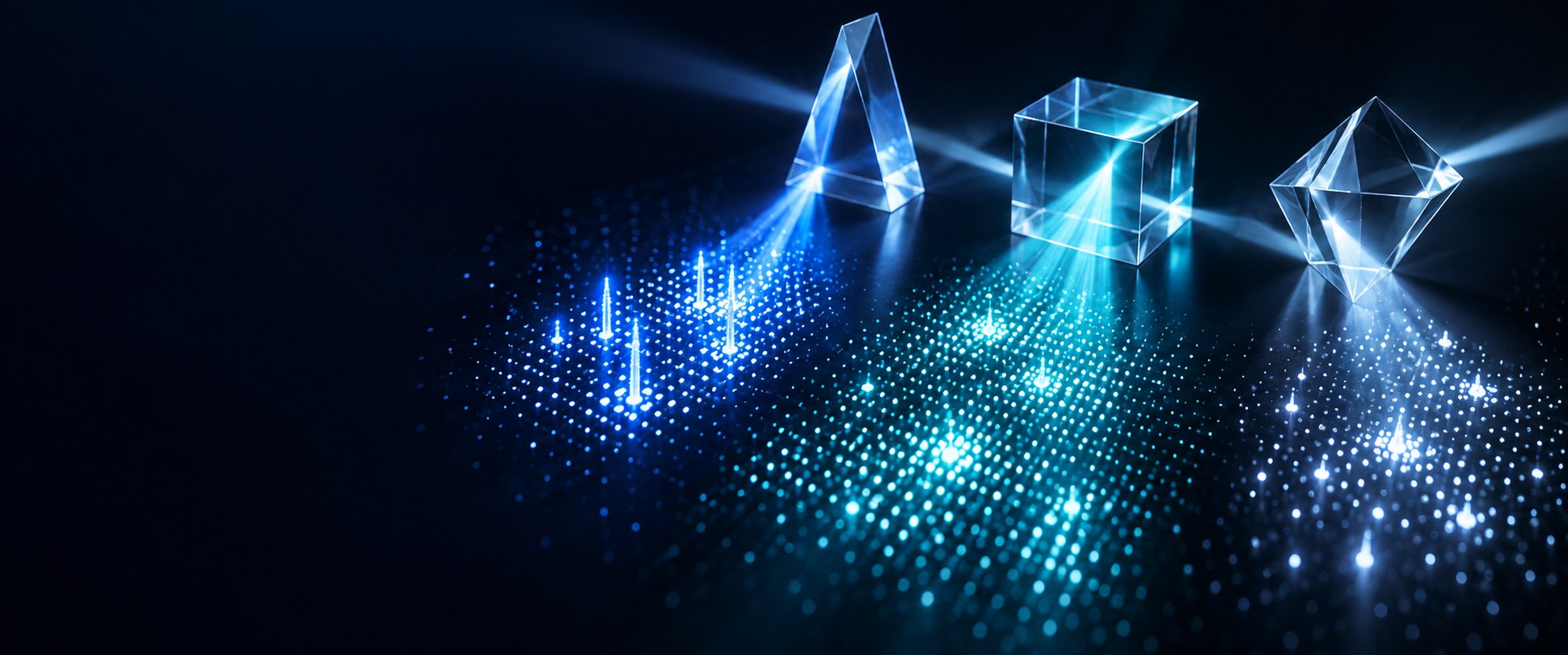 Three prisms refracting asset views